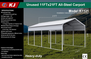 lot 8130 image: KJ 11 FT x 21 Single Steel Carport  K1121&nbsp