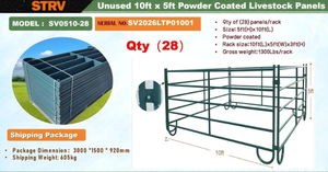 lot 16028 image: Starvox 10 FT x 5 FT Powder Coated Livestock Panels  Qty 28  SV0510-28&nbsp