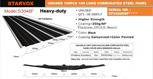 lot 16046 image: Starvox 10 FT Long Corrugated Steel Panel  Qty 100  Black  S3048F