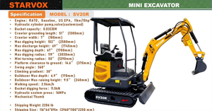 lot 16100 image: Starvox 20 Mini Excavator  SV20R&nbsp