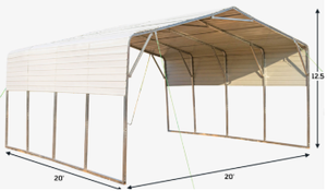 lot 3012 image: MFGSTAR 20 FT x 30 FT Steel Garage  MSC2030F