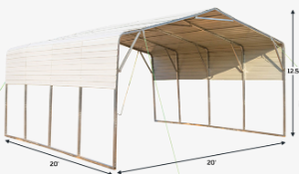 lot 3020 image: MFGSTAR 20 FT x 20 FT Steel Garage  MSC2020F