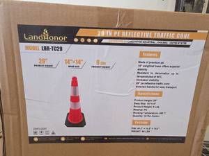 lot 2509 image: LandHonor 29 Inch PE Reflective Traffic Cones - 10 Pack
