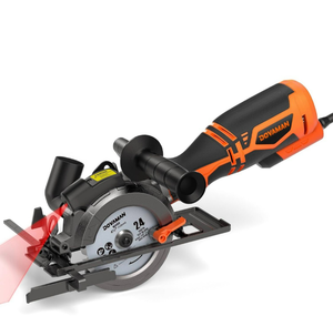 lot 1073 image: DOVAMAN Circular Saw, 5.8A 4-12 Circular Saw wLaser & Auxiliary Handle6 Blades (4� Diameter, 38 Arbor), Cutting Depth 1-1116 (90°), 1-38 (45), Ideal for Wood, Soft Metal, Plastic, Tile  - Retail $90