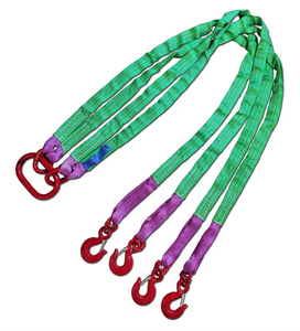 lot 1074 image: Four Leg Bridle Web Sling 6.5ft 6610lb Web Slings Belt Type with Hook 2.0 m 3000 kg Light Weight and Flexible Capacity Steel Sling4leg 3.0t - Retail $90