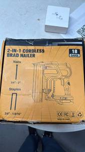 lot 1075 image: 2-in-1 Cordless Brad Nailer 18 Gauge - Retail $0