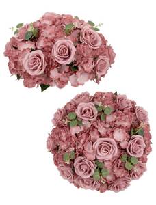 lot 1076 image: BLOSMON Fake Flower Balls Table Centerpieces, 2 Pcs, Large, Dusty Pink - Retail $40