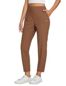 lot 1096 image: baleaf Womens Travel Pants Lightweight Stretch with Zip Pockets Brown M - Retail $36