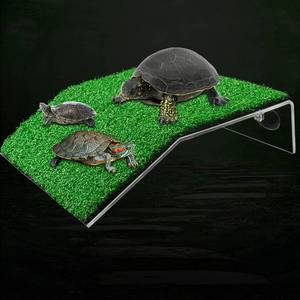 lot 1100 image: DoubleWood Lawn Turtle Basking Platform Turtle Resting Basking Platform, Simulation Grass Turtle Ramp for Turtle Tank, for Small Reptile Frog Terrapin (Large) - Retail $15