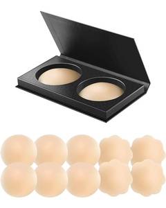 lot 1105 image: Nipple Covers for Women 5 Pairs, Adhesive Silicone Pasties, #1 Creme - Retail $14
