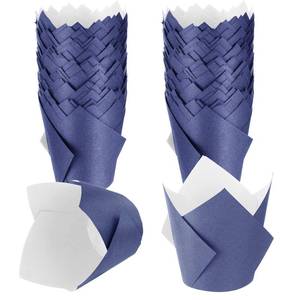 lot 1113 image: Jutom 200 Pack Navy Blue Tulip Cupcake Liners, Cupcake Wrappers for Baking - Retail $14