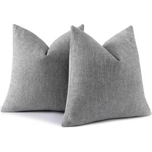 lot 1115 image: decorUhome Fall Grey Chenille Throw Pillow Covers 18x18 Set of 2 - Retail $17