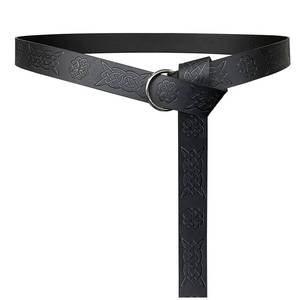 lot 1118 image: HiiFeuer Medieval Embossed Faux Leather O Ring Knight Belt (Black B) - Retail $9