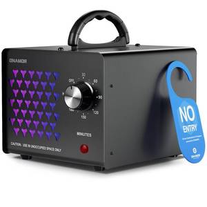 lot 1122 image: ONAMOR Ozone Generator Odor Eliminator 70000mg, High Capacity Ozone Machine Odor Removal Up to 6000 Sq.Ft, Ionizer Ozonator for Smoke, Car, Basement And Pet Room, Black - Retail $50