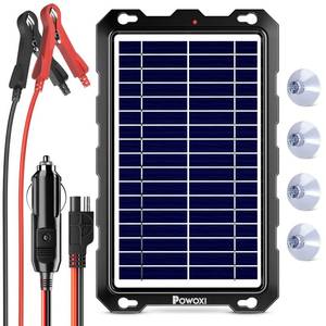 lot 1123 image: POWOXI 7.5W 12V Solar Battery Charger Trickle Maintainer Kit for Car - Retail $36