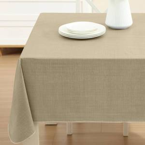 lot 1128 image: Lintex Cafe Hotel Linen Look Vinyl Flannel Backed Tablecloth, Heavyweight 4 Gauge, 60 x 84 Inch Rectangle, Sand Indoor Outdoor Waterproof Wipe Clean Table Cover - Retail $22