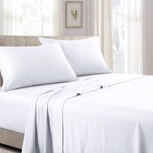 lot 1133 image: Royal Tradition Made in USA- Low Profile Cotton Sateen Sheets Set (7-10 Inches) King Size-White, 4pc Bed Linens - Retail $85