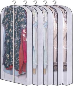 lot 1138 image: TWO PACK SLEEPING LAMB 60 Long Hanging Garment Bags for Closet Storage Gusseted Clear Dress Bag for Clothes, Gowns, Coats, Suits, 2 Packs - Retail $26