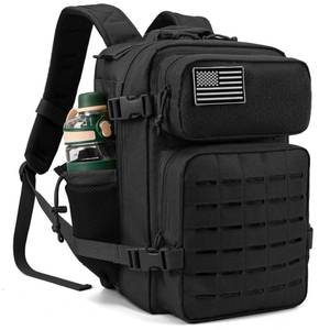 lot 1139 image: QT&QY 25L Military Tactical Backpacks For men Survival Army Laser cut Molle Daypack small EDC Bug Out Bag Gym Rucksack With Dual Cup Holders medical Rucksack Black - Retail $29