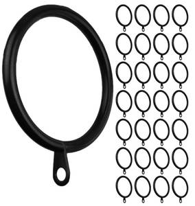 lot 1147 image: Meriville 28 pcs Black 2-Inch Inner Diameter Metal Curtain Rings with Eyelets - Retail $23