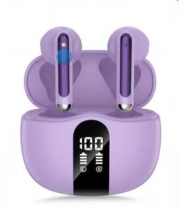 lot 1154 image: Wireless Earbuds, 2026 Bluetooth 5.4 Headphones Bass Stereo Ear Buds with Noise Cancelling Mic, LED Display in Ear Earphones 50H Playtime Ear Buds, IP7 Waterproof for Laptop Pad Phones Pure Purple - Retail $1,224