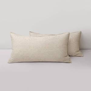lot 1156 image: CHUFFED 100% French Linen Pillow Cases King Size Set of 2, Stone Washed Flax Pillow Covers with Zipper Closure - Breathable & Cooling for Hot Sleepers,20x36 Inches, Brown Stripe - Retail $496