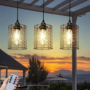 lot 1163 image: Battery Operated Hanging Outdoor Chandelier, Battery Pendant Light, Gazebo Lights Outdoor Waterproof, 4 AA Batteries, for Gazebo, Pergola, Porch, Patio, IndoorOutdoor Decor Lighting (3) - Retail $40