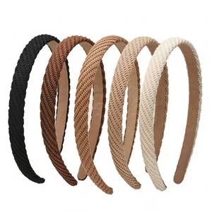 lot 1168 image: Lahnie 5 Pack Thin Headbands for Women, No Pressure No Headache Comfortable Hairbands Non Slip Skinny Knitted Headbands for Womens Hair, Cute Neutral Color Hair Accessories - Retail $10