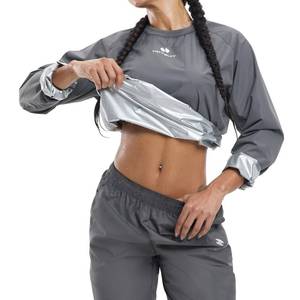 lot 1173 image: HOTSUIT Sauna Suit Women Durable Gym Workout Sauna Jacket Pants Sweat Suits, Grey, L - Retail $46