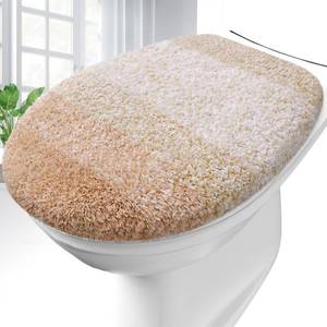 lot 1212 image: OLANLY Soft Microfiber Bathroom Toilet Lid Cover, 17.5x15, Beige