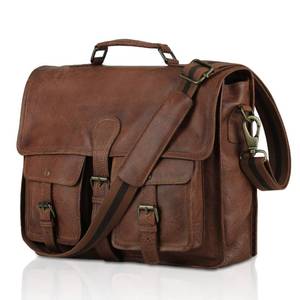 lot 1219 image: 18 Inch Leather Briefcase for Men & Women, Laptop Messenger Office Satchel - Retail $95