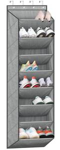 lot 1222 image: SLEEPING LAMB Over The Door Shoe Organizer for Closet with Large Deep Pockets, Narrow Shoe Rack for Door Hanging Boots Storage, Grey - Retail $18