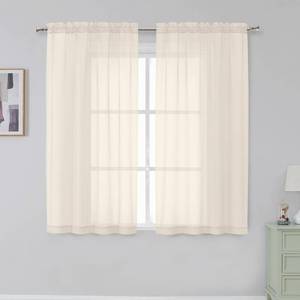 lot 1225 image: Simplebrand Cream Sheer Curtains 54 Inch Length 2 Panels for Bedroom - Retail $10