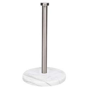 lot 1228 image: NearMoon Standing Paper Towel Holder, Kitchen Paper Towel Tissue Holder- for Bathroom Kitchen Countertop, Standard or Jumbo-Sized Roll Paper (with Marble Base, Brushed Nickel) - Retail $18