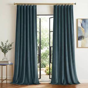 lot 1231 image: StangH Dark Slate Blue Velvet Curtains for Living Room, W52xL108, 2 Panels - Retail $60
