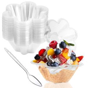 lot 1247 image: Legredic 8 oz Plastic Dessert Cups with Spoons, 50ct - Retail $10