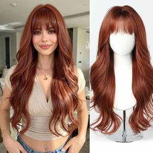 lot 1259 image: Esmee Long Wavy Auburn Wigs for Women Natural Synthetic Hair Heat Resistant Wigs for Daily & Party Cosplay Use- 24 Inches - Retail $24