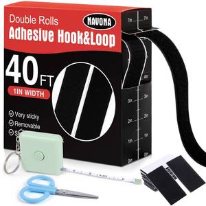 lot 1271 image: Navona 40Ft x 1 Inch Heavy Duty Hook and Loop Strips with Adhesive, Black - Retail $14