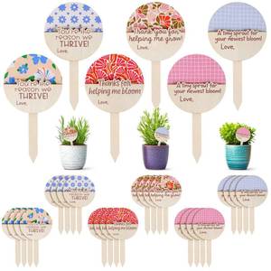 lot 1274 image: Fumete 15 Pcs Teacher Appreciation Gifts Wooden Teachers Plant Stakes Labels Thank You Gift Card Holder Bulk Decorative Plant Tags Sign Thank You Gifts for Teachers Day Garden Supplies - Retail $20