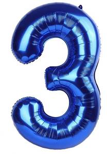 lot 1290 image: Blue Number 3 Balloon 40 Inch - 3 Balloon Number, 3rd Birthday Decorations - Retail $4