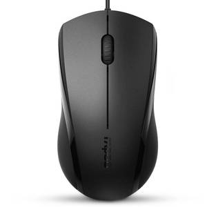 lot 1309 image: Rapoo Silent Wired Mouse, 1000 DPI 5ft Cord Quiet Button Optical Computer Mouse, Left Right Hand Use, for Laptop Chromebook Mac Notebook, Matte Black - Retail $10