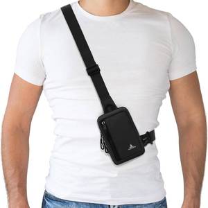 lot 1318 image: Peicees Small Crossbody Bag for Men Women Mini Sling Bag Travel Running Phone Daypack Cross Body Shoulder Bags with Keyholder, Black - Retail $17