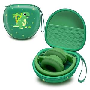 lot 1332 image: Kids Headphones Case for Folding Headphone, Dinosaur Green(Case Only) - Retail $18