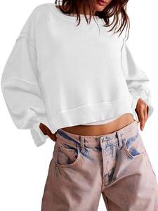 lot 1335 image: Zwurew Womens Casual Sweatshirt Side Slit Tee Tops Pullover Crop Shirt Medium - Retail $29