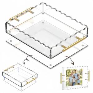 lot 1337 image: Acrylic Tray with Magnetic Mat  Customizable Photo & Art Display, Vanity Jewelry Makeup Organizer, Modern Decorative Tray, Aesthetic Room Decor, Elegant Gift - Retail $29