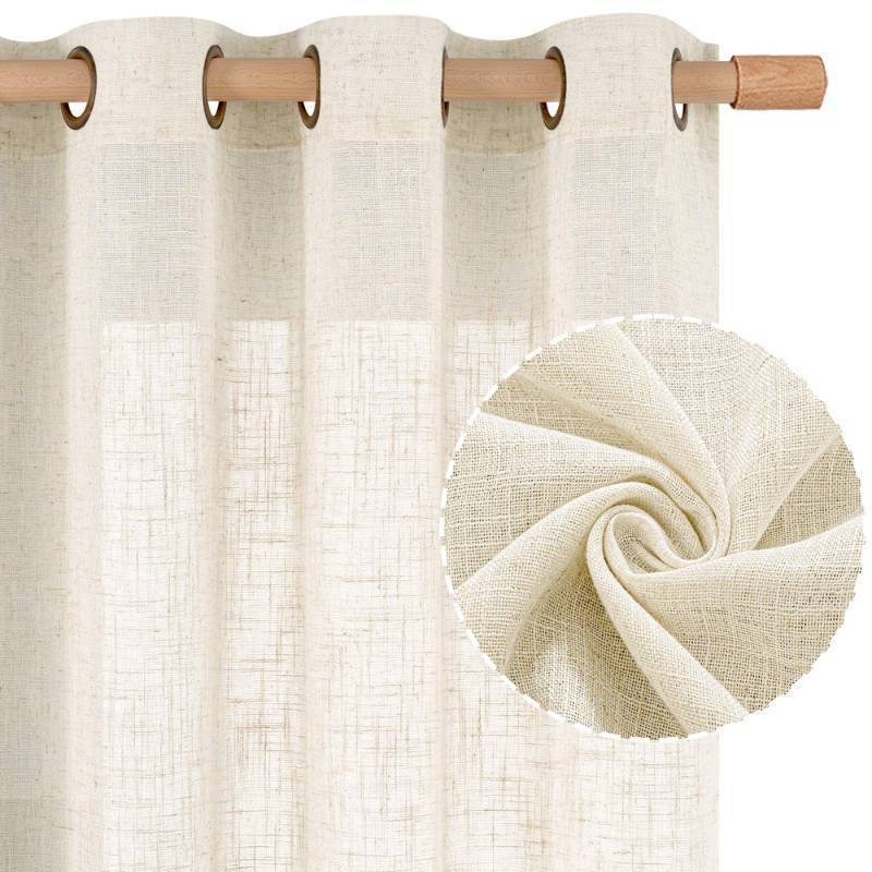 lot 47167 image: Sheer Linen Curtains for Living Room 95 inch Long 2 Panels - Retail $32