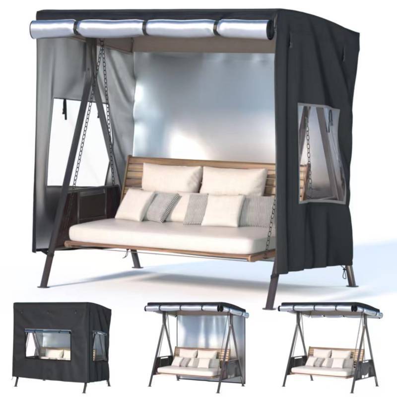 lot 47168 image: Outdoor Swing Cover,Patio Swing Chair Covers,Garden Hammock Glider Chair Cover,Can be Used Without Disassembly,Black (68x45x61) - Retail $72