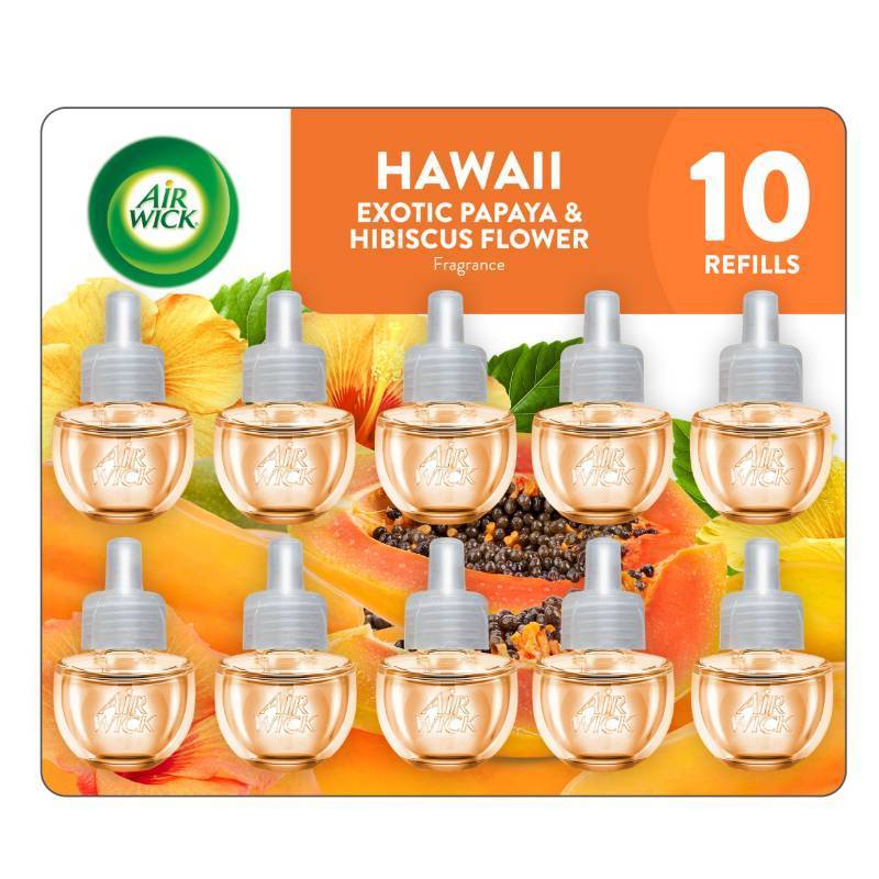 lot 73870 image: Air Wick Plug-In Scented Oil Refills, Hawaii with Essential Oils, 10 Count - Retail $21