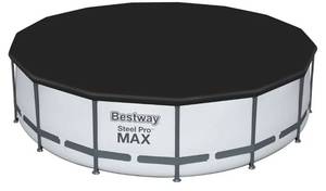 lot 29592 image: Bestway Steel Pro MAX Round Pool Cover with Drain Holes, 13 ft. - Retail $30
