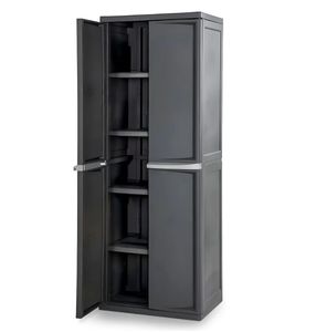 lot 29611 image: Sterilite 4 Shelf Cabinet Plastic  Flat Gray - Retail $134